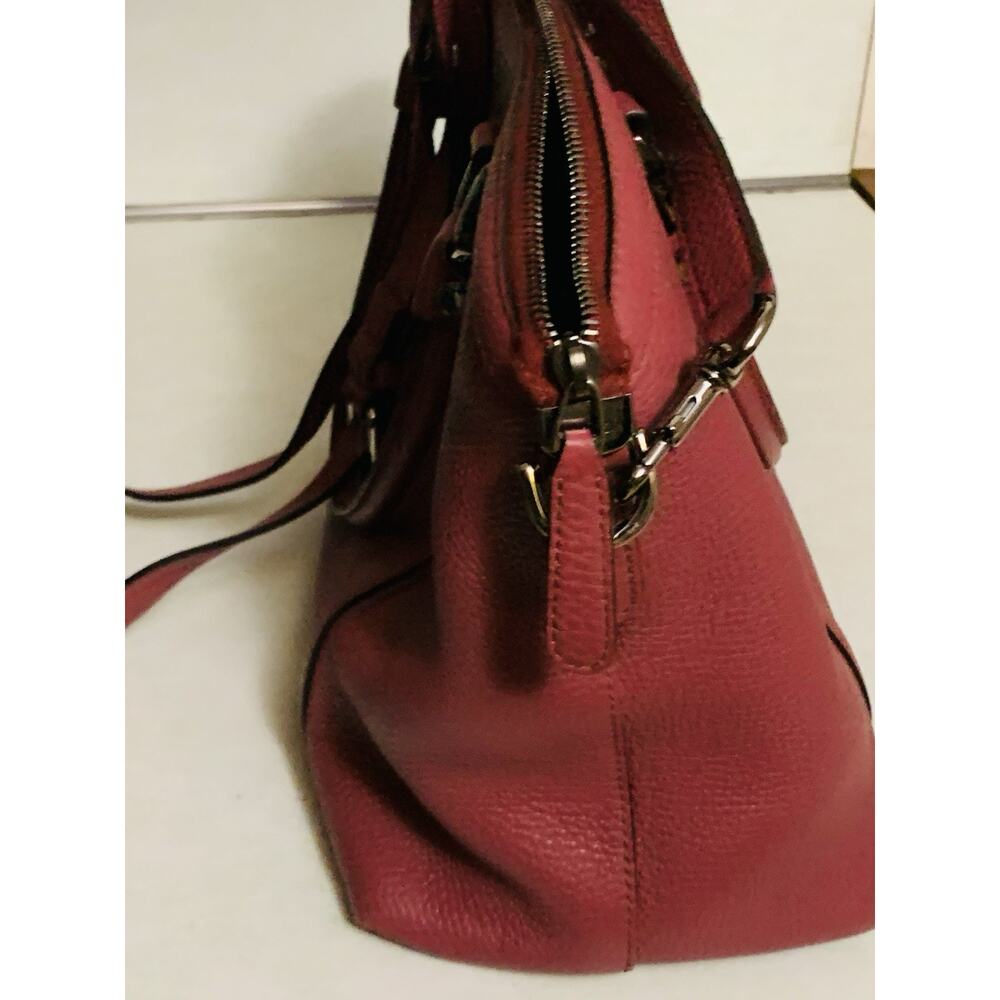 Gucci #341503 Convertible Dome Pebbled Leather Burgundy 2way Tote Bag with Charm - Picture 5 of 11
